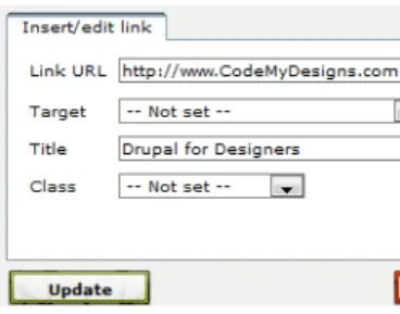 Figure A-6. Adding a title to a link using the TinyMCE editor 