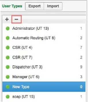 Figure 7: Deleting user types