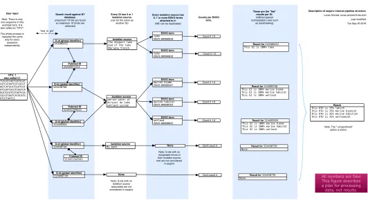 Figure 1 Schematic of the internal functioning of thebers provided are fictional as the schematic focuses on representing the internal functioning of the pipeline and does not illustrate a concrete case.As each inputted short DNA sequence is processed inde