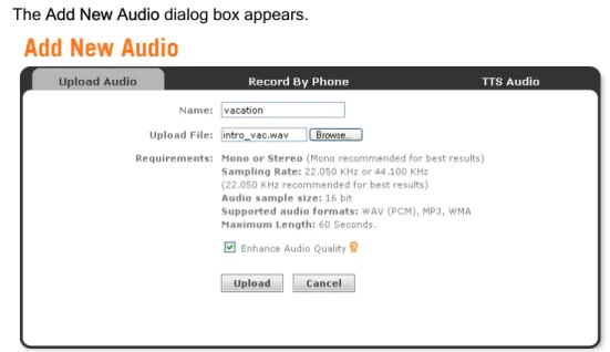 Figure 12 – Upload Audio file 