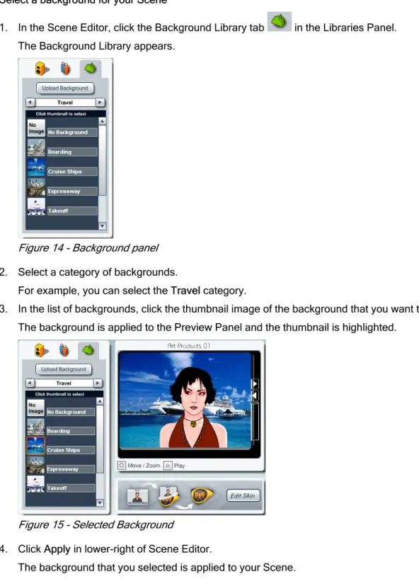 Figure 14 - Background panel  2.  Select a category of backgrounds.  