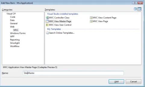 Figure 1 – Adding a view master page 