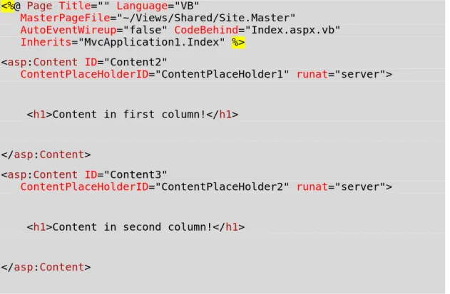 Figure 5 – The Index view content page 