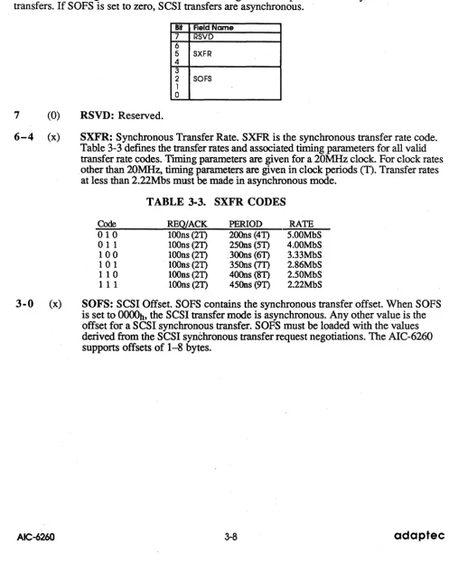 Table 3-3 defines the transfer rates and associated timing parameters for all valid transfer rate codes