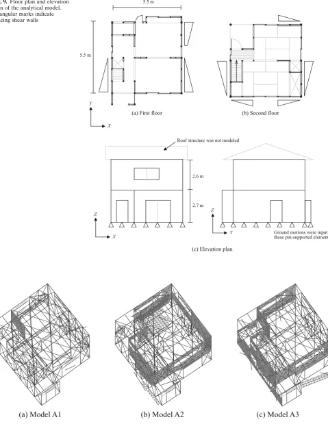 Fig. 9. Floor plan and elevation plan of the analytical model. 