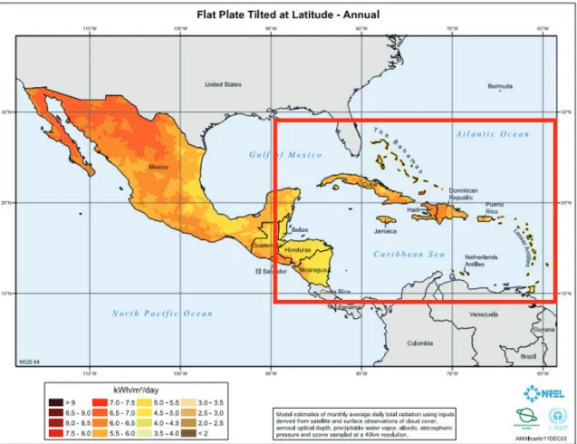 Figure 2: Caribbean Solar Insolation 