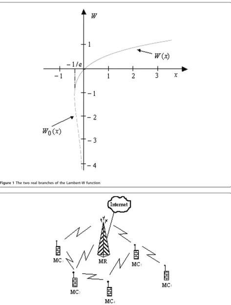 Figure 1 The two real branches of the Lambert-W function.
