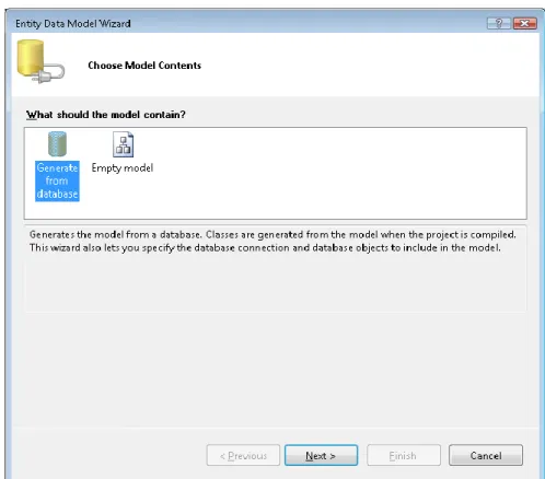 Figure 1 – Generating a database model with the Entity Data Model Wizard 