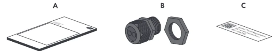 Figure 3: Components included in delivery: Webconnect Data Module pre-installed in the inverter