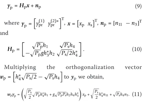 Figure 1, the primary signal xp is transmitted by PTand secondary signal x is transmitted by ST(2) simul-