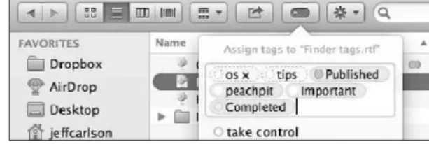 Figure 4.9 Add tags in the  Finder.