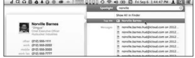 Figure 4.10 A Spotlight  search from  the menu bar