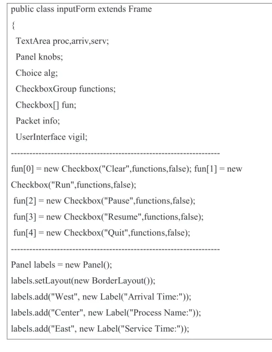 Figure 3.10 Sample code for input form 