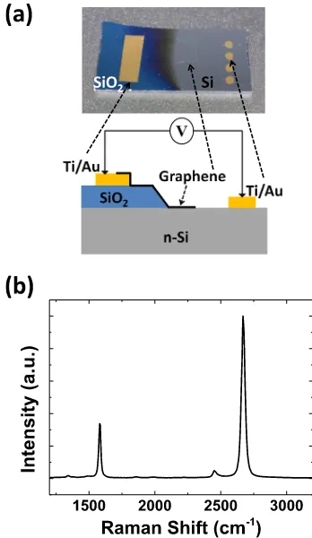 FIG. 1. (a) A photograph of the G/n-Si SBD device (top) and its schematicdiagram (bottom)