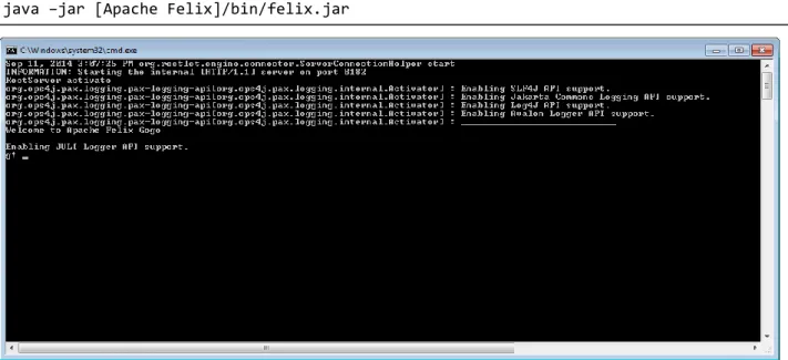 Figure 4: Apache Felix Window with Startup Logs 