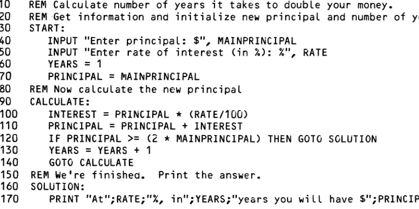 Figure 10·1 Sample BASIC Program 