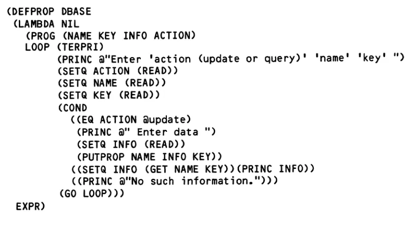 Figure 10-3 Sample LISP Program 