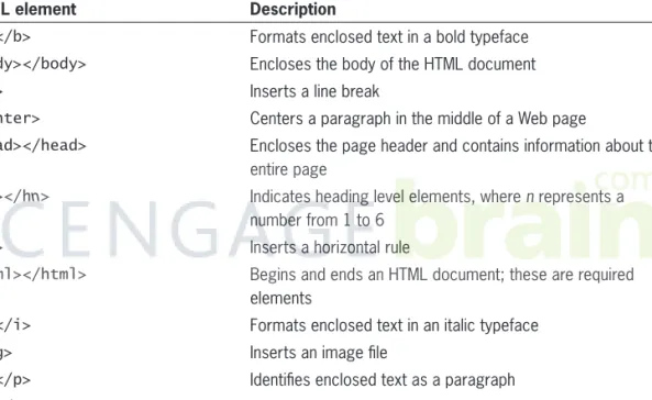 Table 1-1  Common HTML elements
