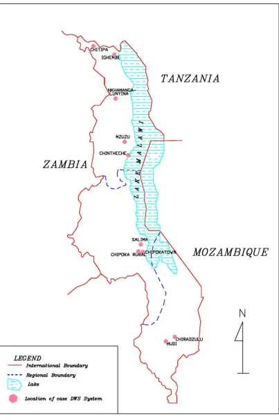 Figure 4: Map of Malawi showing locations of the case DWS systems 