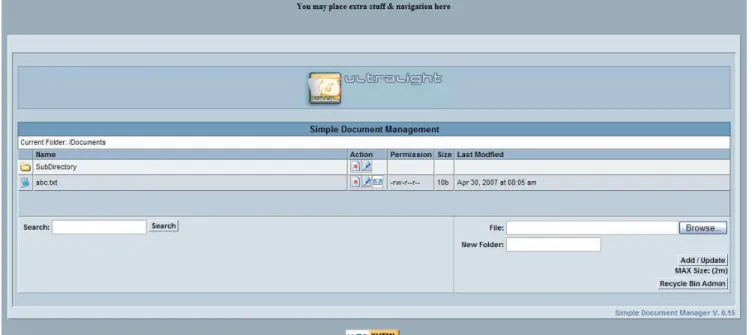 Figure 4: Main screen with modified “userheader.inc” file. 