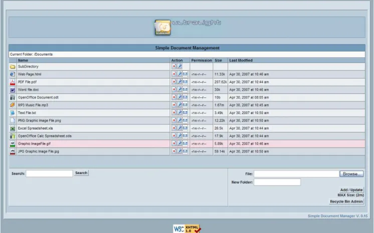 Figure 5: Main screen showing different types of uploaded files 
