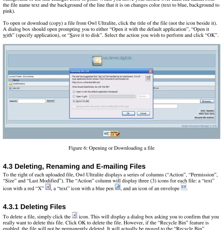 Figure 6: Opening or Downloading a file 