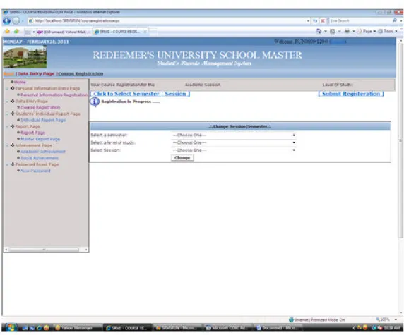 Figure 3.10 Course registration interface 