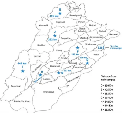 Figure 2: Map of the Campuses of University of X 