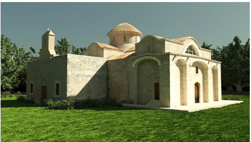 Figure 1.1: Rendering of a virtual scene using the efﬁcient sky model proposed in Chapter 4.