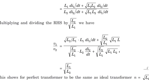 Fig 1.16 A perfect transformer and an ideal transformer relations.