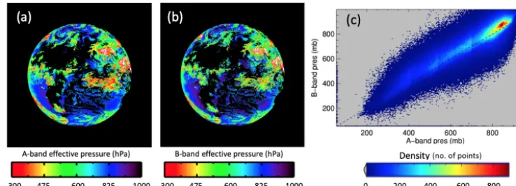 Figure 4. Sample EPIC L2 cloud effective pressure (CEP) products. Same granule as Fig