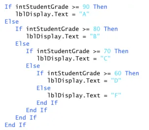 Figure 7.10 Visual Basic .NET code converted from the pseudocode in Fig. 7.9.