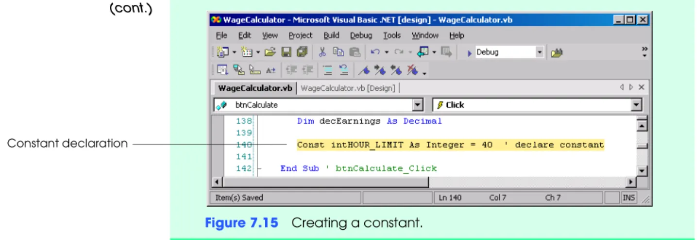 Figure 7.15 Creating a constant.