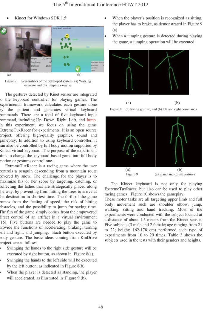 Figure 7.    Screenshots of the developed system. (a) Walking  exercise and (b) jumping exercise 