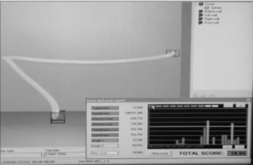 Fig.  2:  Representative  trajectories  reaching  patient  performed  by  touching  two  points  above  the  ground  with  the  sound  foot  while  supported  by  standing  on  the  plegic  foot,  from  the  starting  position  to  the  target  that  consi