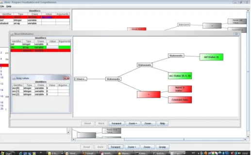 Figure 2 shows the sub-window to initialize a structured variable. After a variable is initialized in the respective row of the identifiers table, will appear a link ”See table” to the current value of this variable