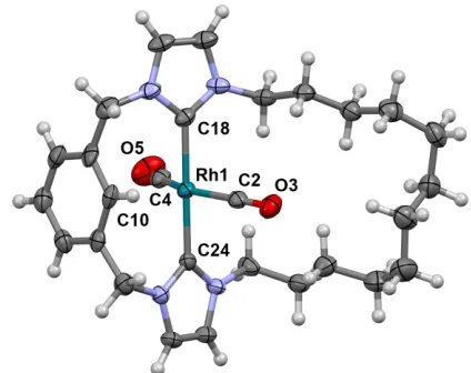 Figure 3: Solid-state structure of 6. Thermal ellipsoids drawn at the 50% probability levels; anion and solvent molecule omitted for clarity