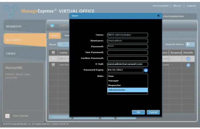 Figure 5.    Change the default ArcanaNetworks MEVO admin credentials.   