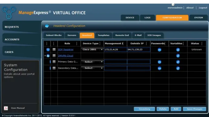 Figure 11.    Enter device type and IP addresses for DMVPN Gateway(s).   