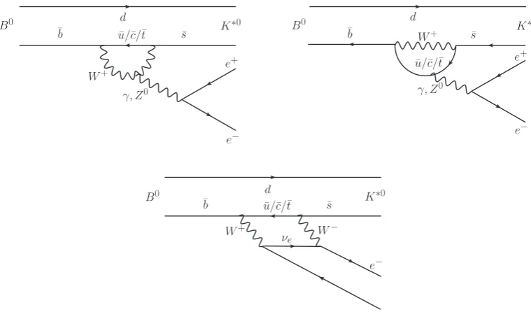 Figure 1e: Dominant Standard Model Feynman graphs for the electroweak loop and box diagramsinvolved in the B0 → K∗0e+e− decay.