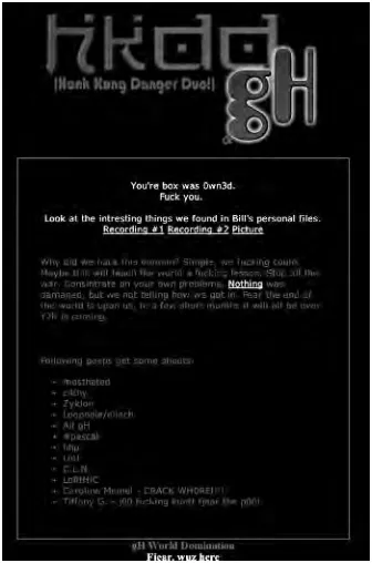 Figure 2-1: Defacement page on White House Web site, May 1999.