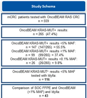 Figure 1.  Flow chart of sample availability and analysis. Abbreviations: FFPE: formalin-fixed paraffin- paraffin-embedded; MAF: mutant allele fraction; SOC: standard of care.