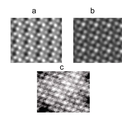 Fig. 5 Simulated STM images from (a) reconstruction A and (b) reconstruction G 
