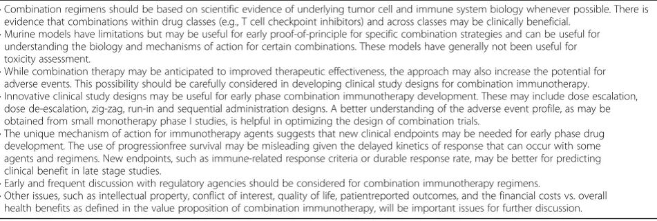Table 2 Critical issues in combination immunotherapy drug development