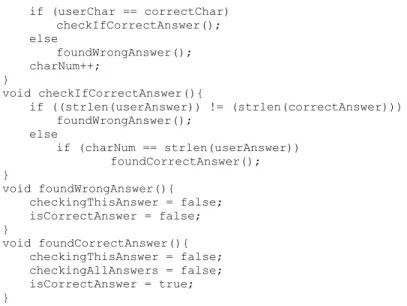 Figure 4-1: The code listing of the trivia quiz game written in C++ using the separation  principle