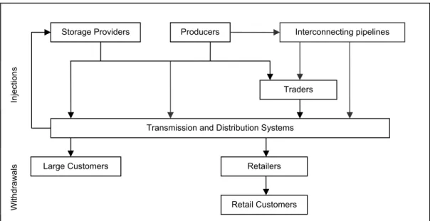 Figure 10.1: Schematic of natural gas entities and physical flows 