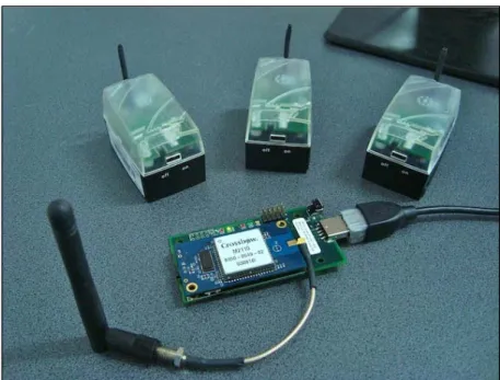 Fig. 2. Memsic IRIS WSN Nodes and USB Radio Base Station