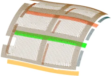 Fig. 2. Mesh model with shell elements (the panel is in offset position to improve readability) 