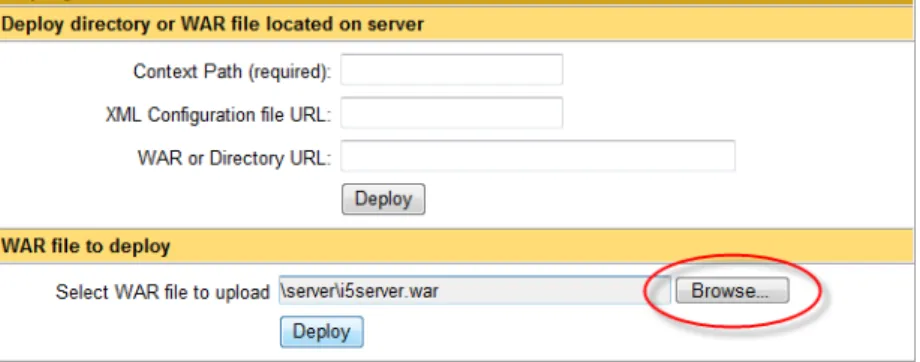 Figure 2.2. Deploy IUCLID 5 in Tomcat - upload using Tomcat Manager