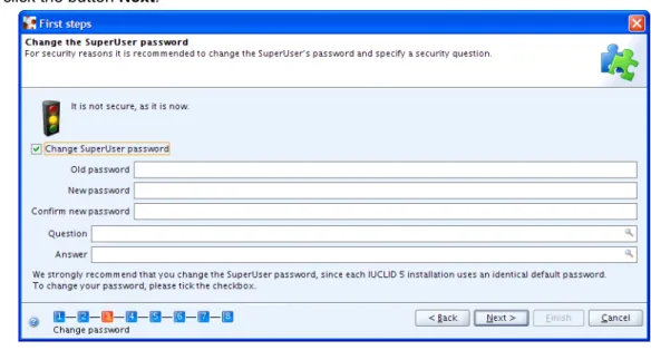 Figure 4.6. Step 3 of the First steps wizard - Change password